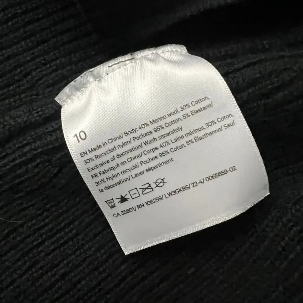 Lululemon Merino Wool Blend Ribbed Long Wrap Sweater Black‎ Women Size 10